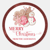 Frohe Weihnachten Rustikaler Urlaub Gingerbrot Coo Runder Aufkleber (Vorderseite)