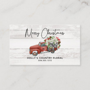 Frohe Weihnachten Rustikaler Vintage-Roter LKW Ge Visitenkarte