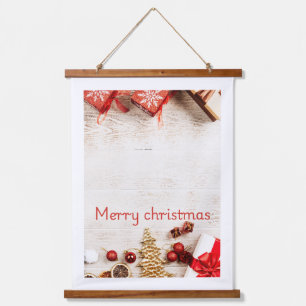 Frohe Weihnachten Rustikaler Weihnachts-Wandbehang Wandteppich Mit Holzrahmen