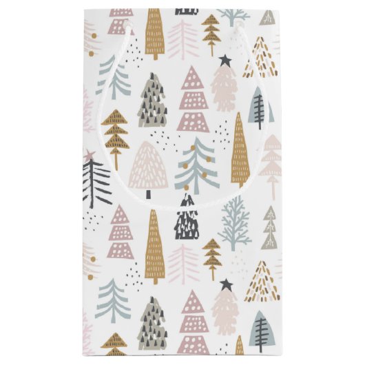 Frohe Weihnachten Rustikales Bauernhaus Winterbaum Kleine Geschenktüte (Rückseite)