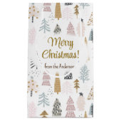 Frohe Weihnachten Rustikales Bauernhaus Winterbaum Kleine Geschenktüte (Vorderseite)