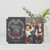 Frohe Weihnachten Rustikales Chalkboard Mistletoes (Stehend Vorderseite)