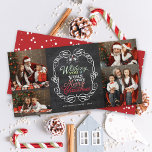 Frohe Weihnachten Rustikales Chalkboard Mistletoes<br><div class="desc">"Wir wünschen Ihnen ein frohes Weihnachtsfest" farbenfrohe Gruß Typografie in einem geschliffenen traditionellen Vintagen Rahmen, rustikale Weihnachtskhalkboard mit Mistletoes 4 Foto Collage Holiday Card. Mit Fett*fa*tin entworfen. Einfach mit eigenen Texten, Fotos oder Bildern anpassen. Für individuelle Anfragen wenden Sie sich bitte direkt an fat*fa*tin. Es gelten benutzerdefinierte Gebühren. www.zazzle.com/fat_fa_tin www.zazzle.com/color_therapy...</div>