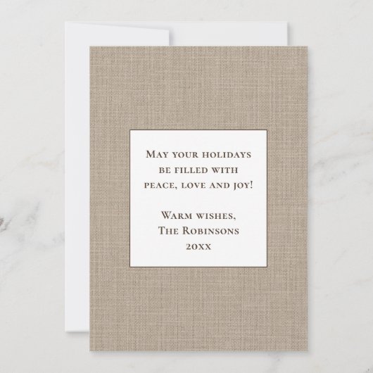 Frohe Weihnachten Rustikales Country Burlap Print  (Rückseite)