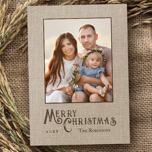 Frohe Weihnachten Rustikales Country Burlap Print