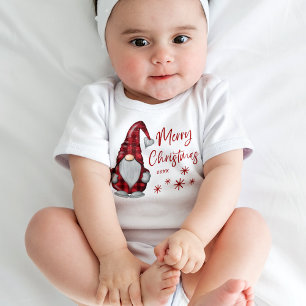 Frohe Weihnachten Rustikales Gnome in Red Buffalo Baby Strampler