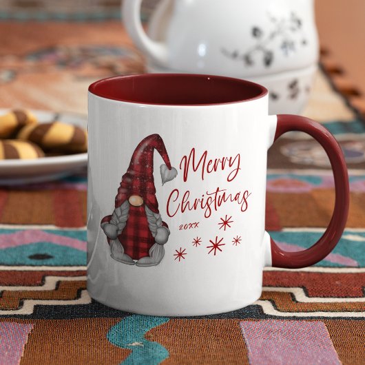 Frohe Weihnachten Rustikales Gnome in Red Buffalo  Tasse