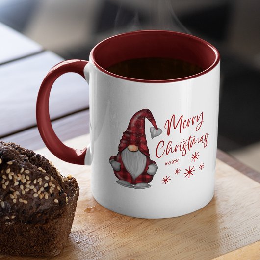 Frohe Weihnachten Rustikales Gnome in Red Buffalo Tasse