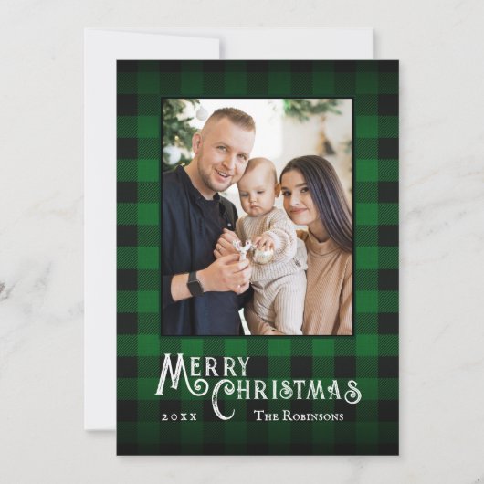 Frohe Weihnachten Rustikales Green Buffalo Kariert (Vorderseite)