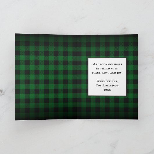 Frohe Weihnachten Rustikales Green Buffalo Kariert (Innenseite)