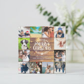 Frohe Weihnachten Rustikales Holz 12 Foto Collage (Stehend Vorderseite)