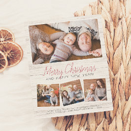Frohe Weihnachten Rustikales Holz 4 Fotos Collage Postkarte