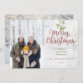 Frohe Weihnachten Rustikales Holz Mistletoe 2 Foto (Vorne/Hinten)