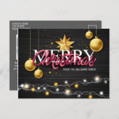 Frohe Weihnachten Rustikales Holz Schwarz Modernes (Vorne/Hinten)