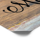 Frohe Weihnachten Rustikales Holz und Niedlicher r Poster (Ecke)