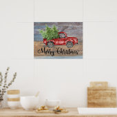 Frohe Weihnachten Rustikales Holz und Niedlicher r Poster (Küche)