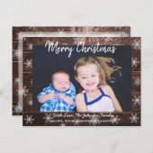 Frohe Weihnachten Rustikales Holz und Schneeflocke Postkarte (Vorne/Hinten)