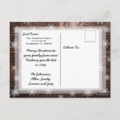 Frohe Weihnachten Rustikales Holz und Schneeflocke Postkarte (Rückseite)
