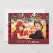 Frohe Weihnachten Rustikales Kariertes Red Poinset (Vorderseite)