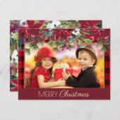 Frohe Weihnachten Rustikales Kariertes Red Poinset (Vorne/Hinten)