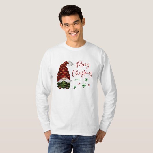 Frohe Weihnachten Rustikales Land Gnome Spaß Urlau T-Shirt (Vorne ganz)