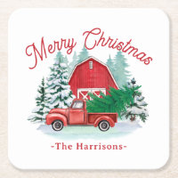 Frohe Weihnachten Rustikales Red Farmhouse Truck W