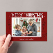 Frohe Weihnachten Rustikales Rotes Foto Acryleinladungen (Insitu (Handheld))