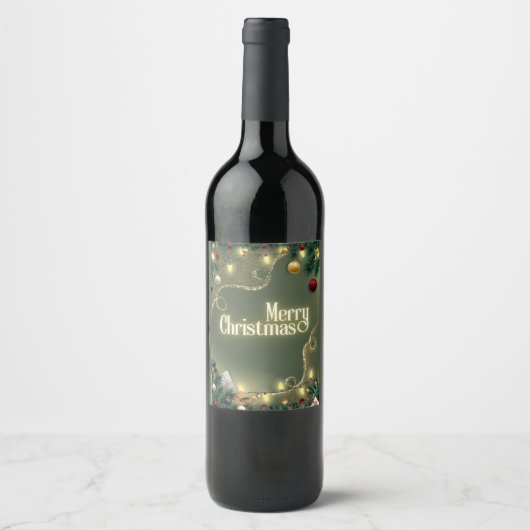 Frohe Weihnachten Sage Weinetikett (Vorderseite)