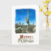 Frohe Weihnachten Saguaro Wüstenszene Karte (Gelbe Blume)