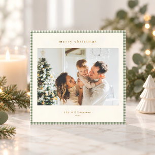 Frohe Weihnachten Salbeigrüne Gingham-Rahmen-Foto