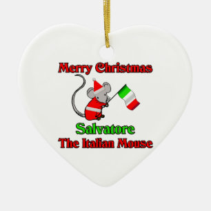 Frohe Weihnachten Salvatore die italienische Maus Keramikornament