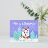 Frohe Weihnachten Samoyed mit Elf-Headband (Stehend Vorderseite)