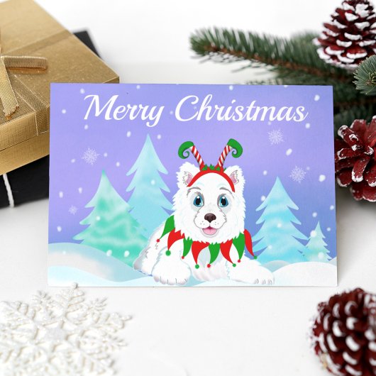 Frohe Weihnachten Samoyed mit Elf-Headband
