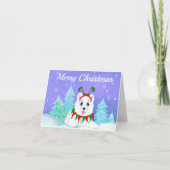 Frohe Weihnachten Samoyed mit Elf-Headband-Karte Karte (Vorderseite)
