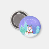 Frohe Weihnachten Samoyed mit Elf-Headband Magnet (Vorderseite/Rückseite)