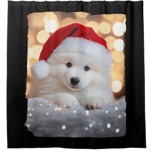 Frohe Weihnachten Samoyed Welpe Hund mit Weihnacht Duschvorhang (Vorderseite)