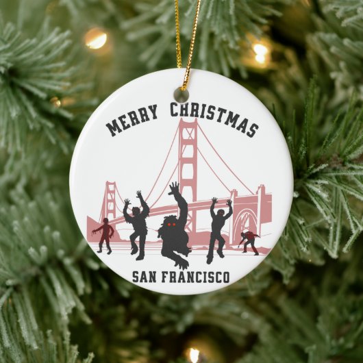 Frohe Weihnachten San Francisco Souvenir Weihnacht Keramik Ornament (Baum)