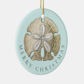 Frohe Weihnachten Sand Dollar Türkis Küste Keramik Ornament (Rechts)