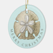 Frohe Weihnachten Sand Dollar Türkis Küste Keramik Ornament (Links)