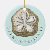 Frohe Weihnachten Sand Dollar Türkis Küste Keramik Ornament (Hinten)