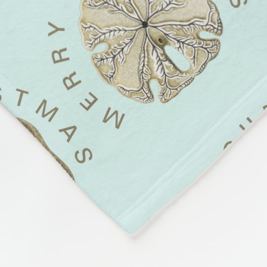 Frohe Weihnachten Sand Dollar Türkis Muster Fleecedecke (Ecke)