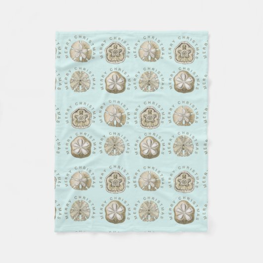 Frohe Weihnachten Sand Dollar Türkis Muster Fleecedecke (Vorderseite)