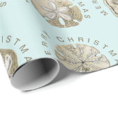 Frohe Weihnachten Sand Dollar Türkis Muster Geschenkpapier (Rolleneckpunkt)