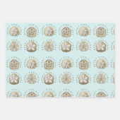 Frohe Weihnachten Sand Dollar Türkis Muster Geschenkpapier Set (Vorderseite)