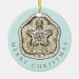 Frohe Weihnachten Sand Dollar Türkis Muster Keramik Ornament