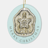 Frohe Weihnachten Sand Dollar Türkis Muster Keramik Ornament (Links)