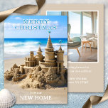 Frohe Weihnachten Sandcastle Beach New Zuhause Fot<br><div class="desc">Weihnachten in einer neuen Zuhause nah zum Strand. Diese Karte zeigt ein Sandschloss auf der Vorderseite und auf der Rückseite können Sie Ihr eigenes Foto hinzufügen. Eine tolle Möglichkeit,  um Freunden und Familie lassen,  wo Sie jetzt leben und wünschen ihnen auch frohe Weihnachten.</div>