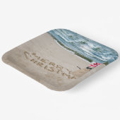 Frohe Weihnachten Sandman on Beach Pappteller (Gewinkelt)