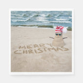 Frohe Weihnachten Sandman on Beach Serviette (Vorderseite)