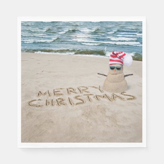 Frohe Weihnachten Sandman on Beach Serviette (Vorderseite)